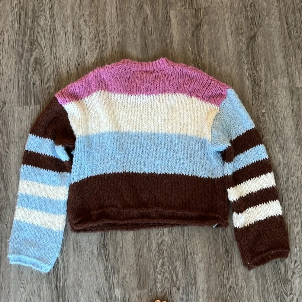 Fashion Nova Colorblock Sweater NWT White Pink Blue Brown Size Large - Picture 3 of 4